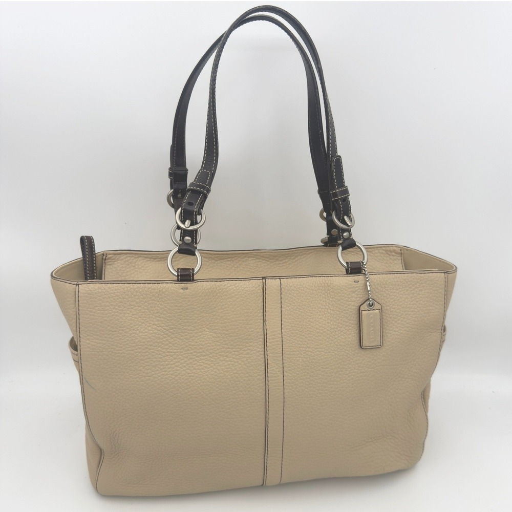 Coach F0782 Tan Leather Zip Top Lined Shoulder Bag/Tote